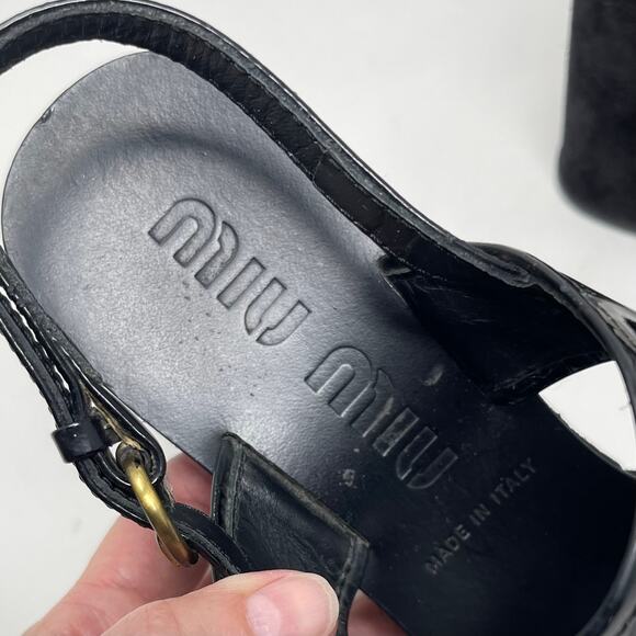 MUI MUI Black Platform Sandals - Patent Leather and Suede - Size 39 - Picture 8 of 10